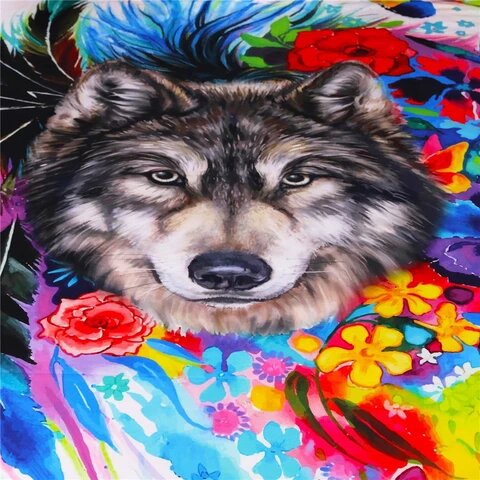 Housse de Couette Loup Fleurie
